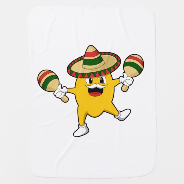 Mango as Musician with Maraca Baby Blanket (Front)