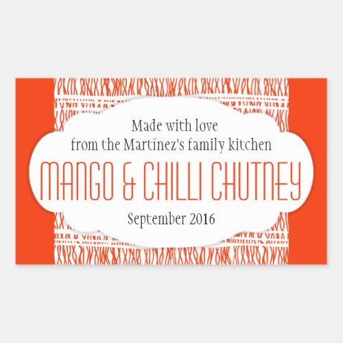 Mango  Chilli Chutney orange food label sticker