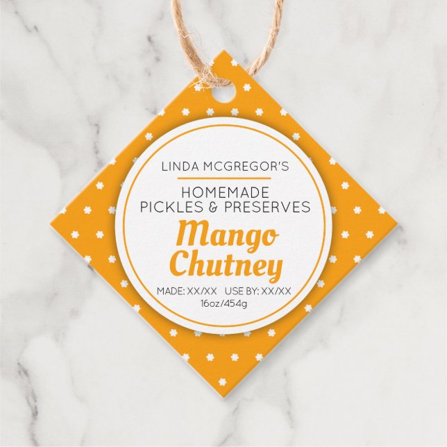 Mango chutney orange preserve jar product label (Front)