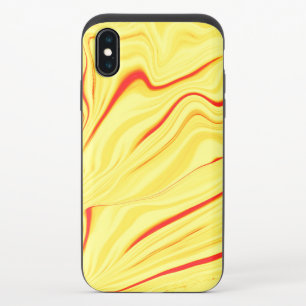 Mango cream, with curved coral or red stroke iPhone x slider case