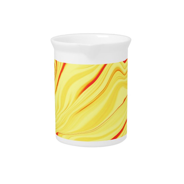 Mango cream, with curved red or coral stroke beverage pitcher (Front)