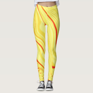 Mango cream with red or coral curved stroke leggings