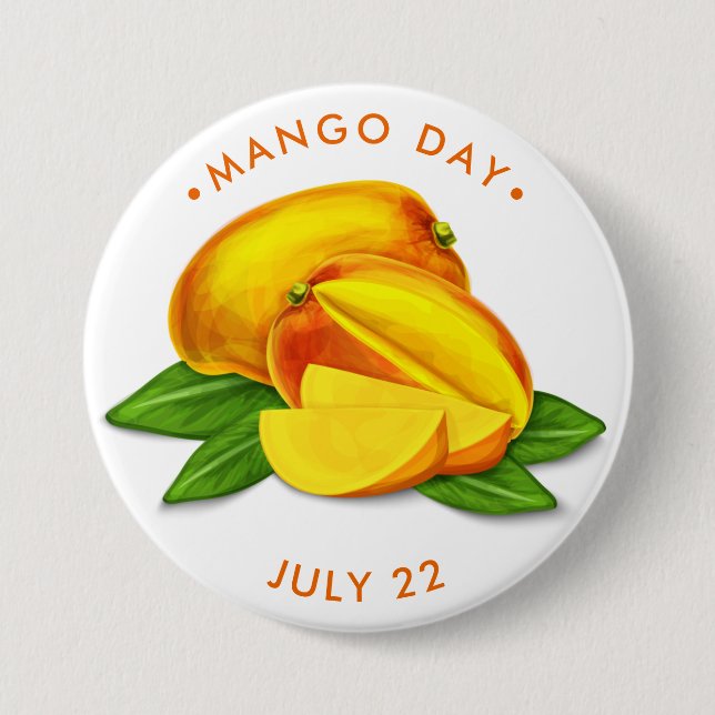 Mango Day, watercolor mango Button (Front)