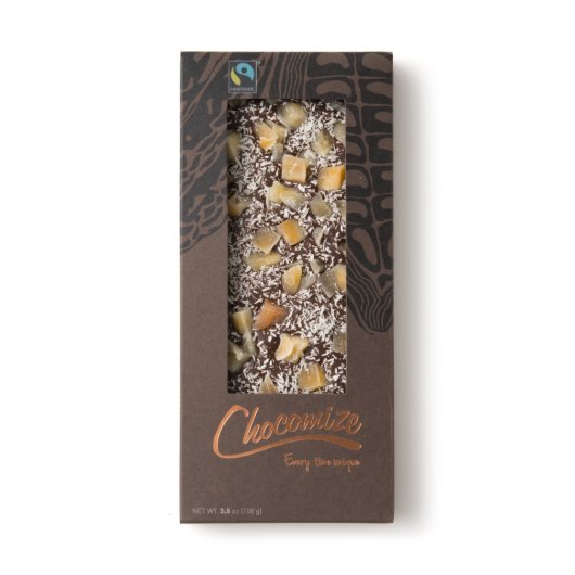 Mango Dice and Coconut Flake Chocomize Milk Chocolate Bar (In Package)