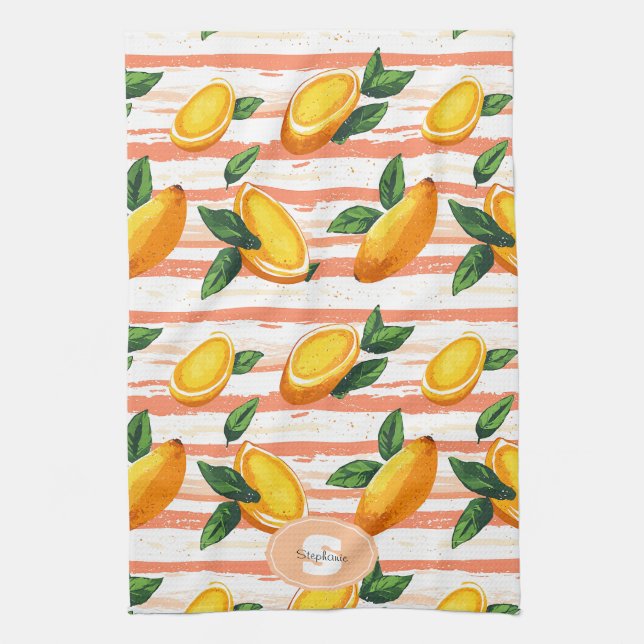 Mango Fruit Pattern with Green Leaves Kitchen Towel (Vertical)