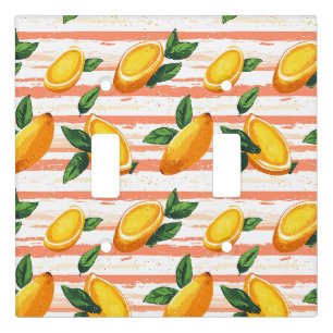 Mango Fruit Pattern with Green Leaves Light Switch Cover