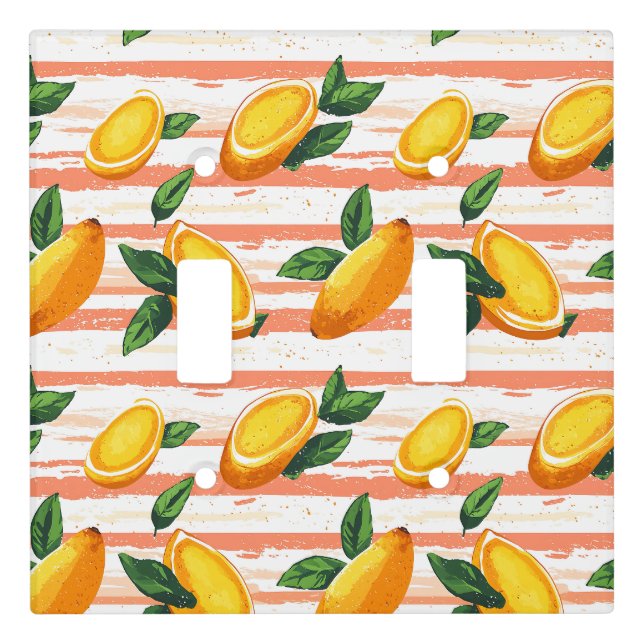Mango Fruit Pattern with Green Leaves Light Switch Cover (Front)