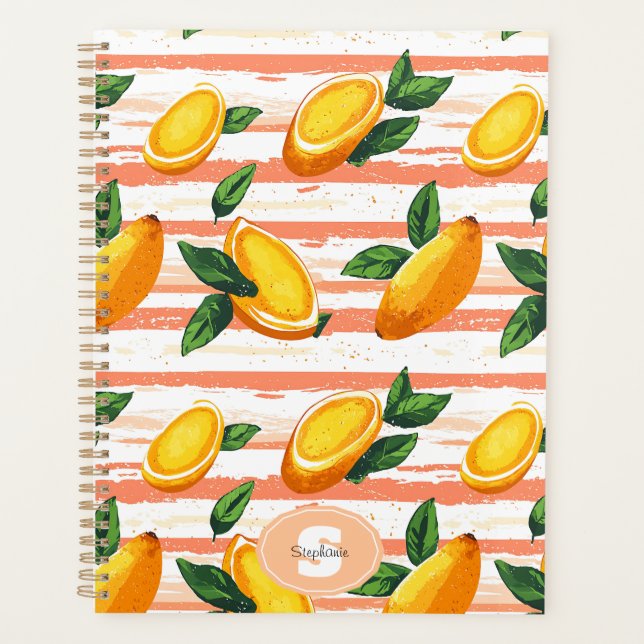 Mango Fruit Pattern with Green Leaves Planner (Front)