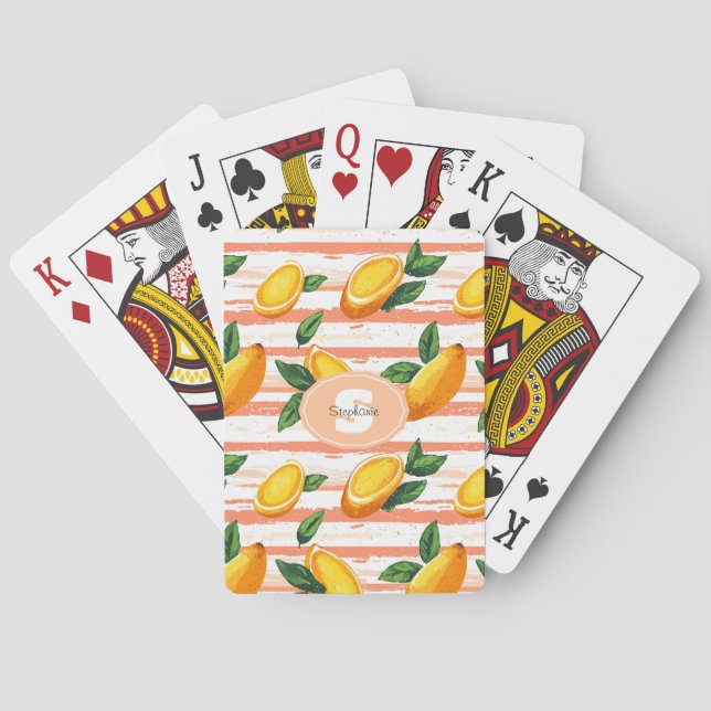 Mango Fruit Pattern with Green Leaves Poker Cards (Back)