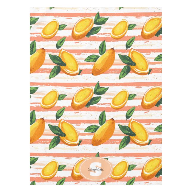 Mango Fruit Pattern with Green Leaves Tablecloth (Front)