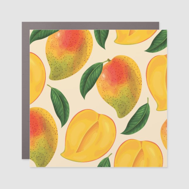 Mango Fruit Seamless Pattern Car Magnet (Front)