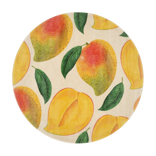 Mango Fruit Seamless Pattern Cutting Board (Front)