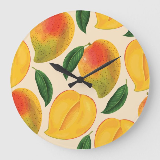 Mango Fruit Seamless Pattern Large Clock (Front)