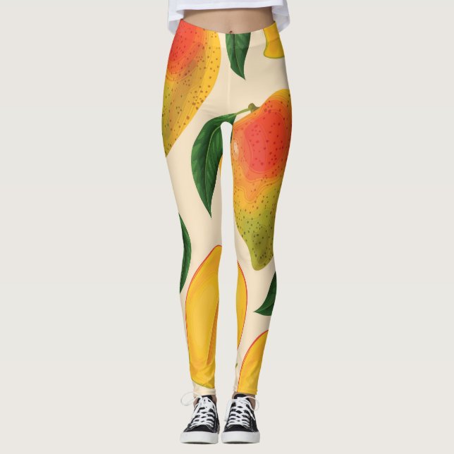 Mango Fruit Seamless Pattern Leggings (Front)