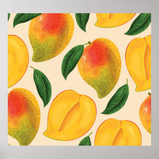 Mango Fruit Seamless Pattern Poster