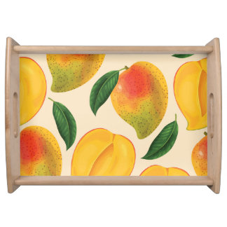 Mango Fruit Seamless Pattern Serving Tray