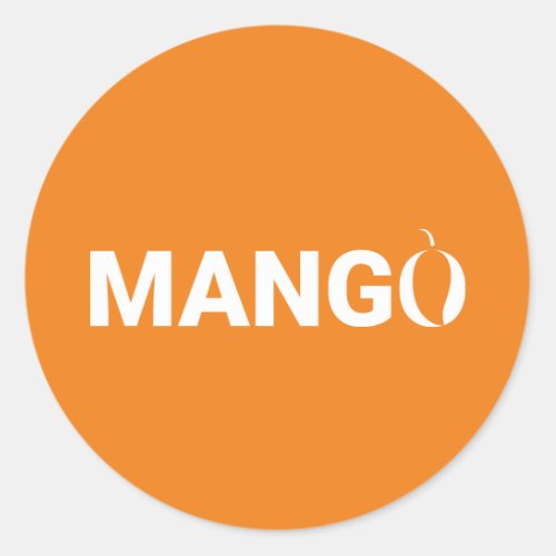 Mango fruit text   classic round sticker