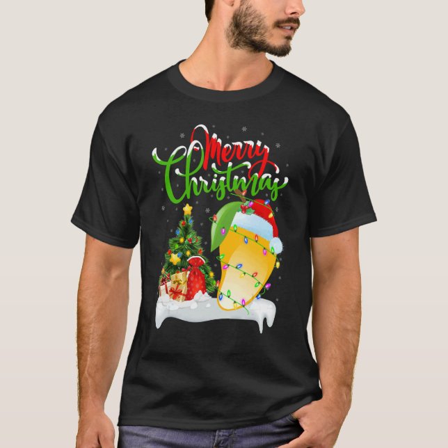 Mango Fruit   Xmas Decorations Santa Mango Christm T-Shirt (Front)
