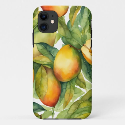 Mango Fruits and Leaves  iPhone 11 Case