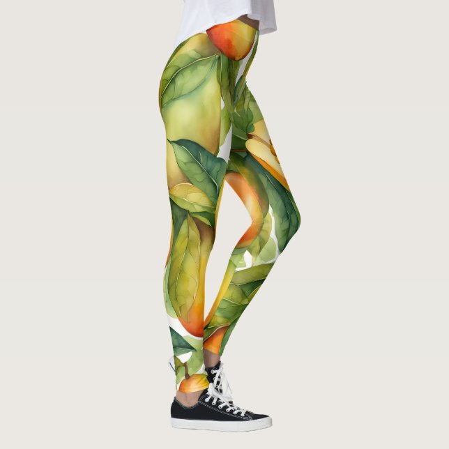 Mango Fruits and Leaves  Leggings (Right)