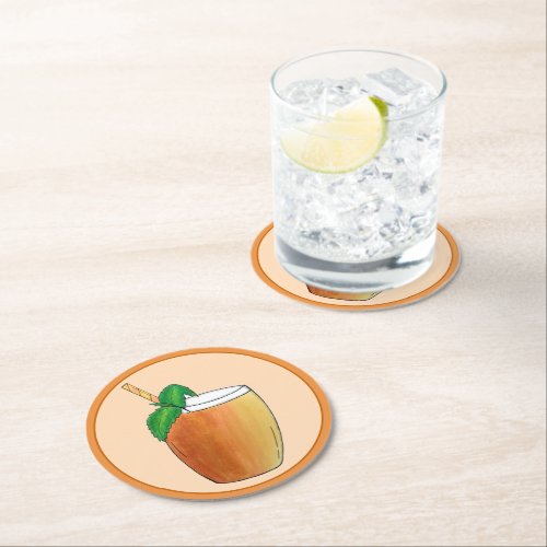 Mango Lassi Lassis Indian Food Yogurt Drink Round Paper Coaster