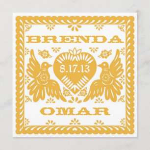Mango Love Birds Papel Picado Invitation