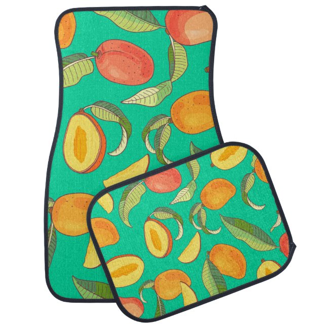 Mango Medley: Tropical Fruit Pattern Car Floor Mat (Set)