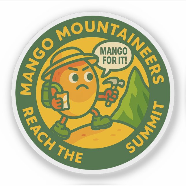 Mango Mountaineers Reach The Summit Sticker (Front)