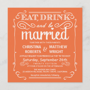 Mango Orange Eat Drink be Married Wedding Invites