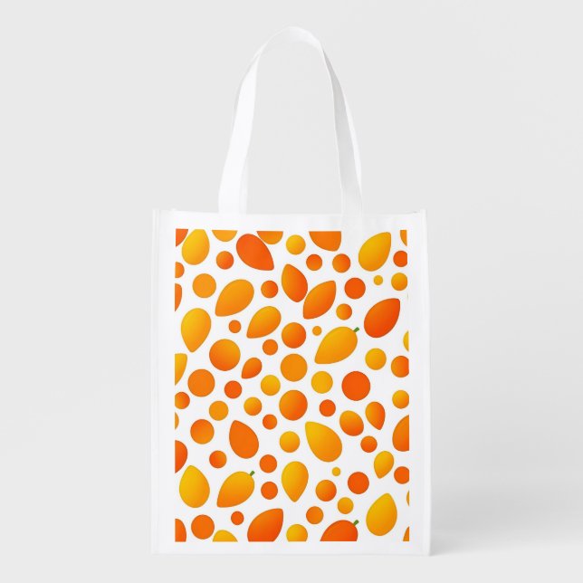 Mango Pattern Vibrant Tropical Fruits Grocery Bag (Front)