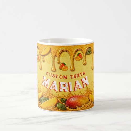 Mango Retro Party Favor Golden Orange Custom Name Coffee Mug