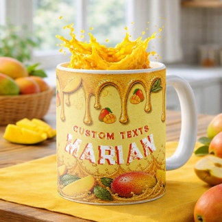 Mango Retro Party Favor Golden Orange Custom Name Coffee Mug