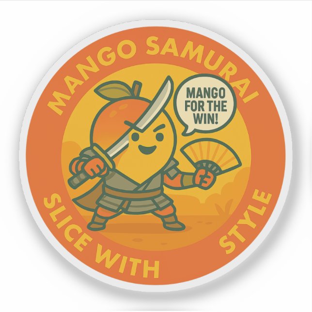 Mango Samurai Slice With Style  Sticker (Front)