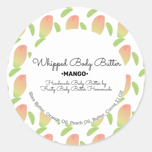 Mango Scent Butter Bath Branding Packaging Classic Round Sticker