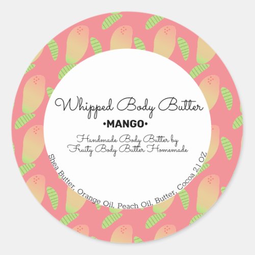 Mango Scent Butter Bath Branding Packaging Classic Round Sticker