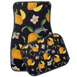 Mango. Seamless pattern with yellow and red tropic Car Floor Mat