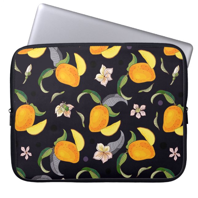 Mango. Seamless pattern with yellow and red tropic Laptop Sleeve (Front)