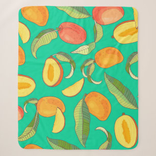 Mango. Seamless pattern with yellow and red tropic Sherpa Blanket