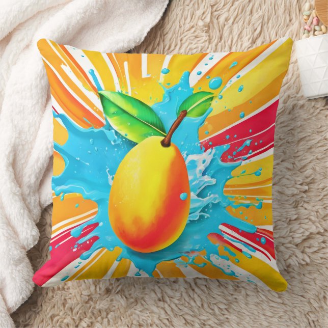 Mango Splash Delight Throw Pillow (Blanket)