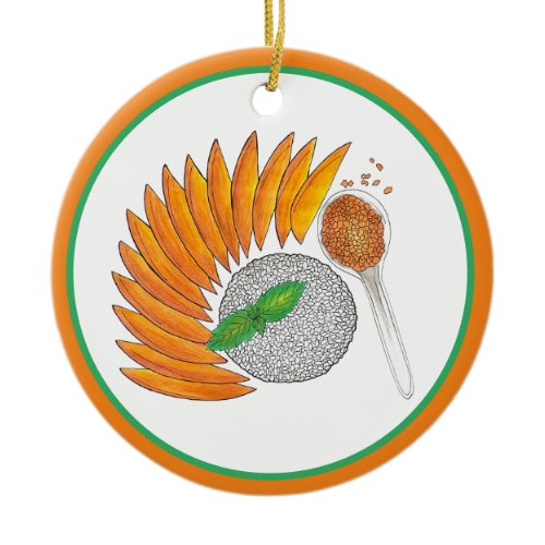 Mango Sticky Rice Dessert Thai Food Cuisine Ceramic Ornament