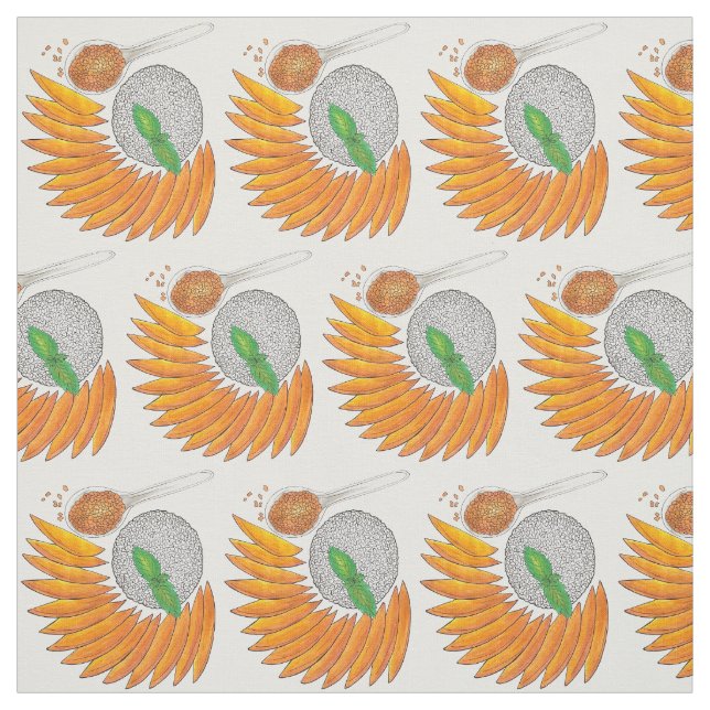 Mango Sticky Rice Dessert Thai Food Cuisine Fabric (Swatch)