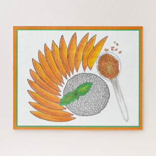 Mango Sticky Rice Dessert Thai Food Cuisine Jigsaw Puzzle