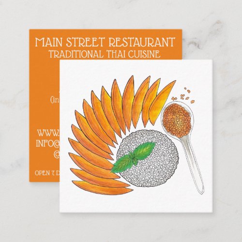 Mango Sticky Rice Dessert Thai Restaurant Food Square Business Card