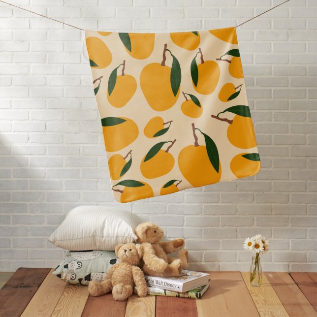 Mango Summer Fruit Pattern Baby Blanket (In Situ)