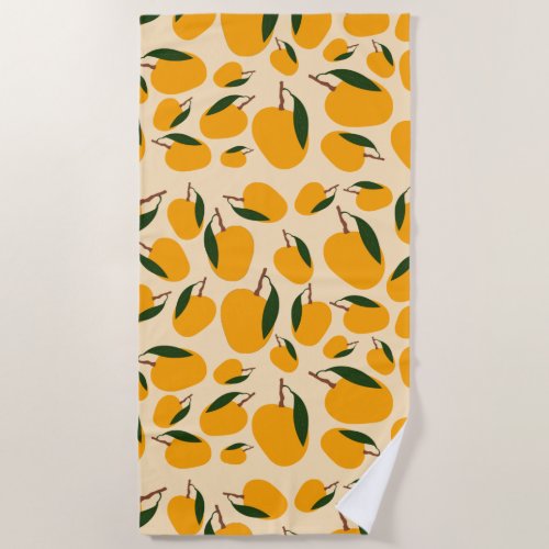 Mango Summer Fruit Pattern Beach Towel