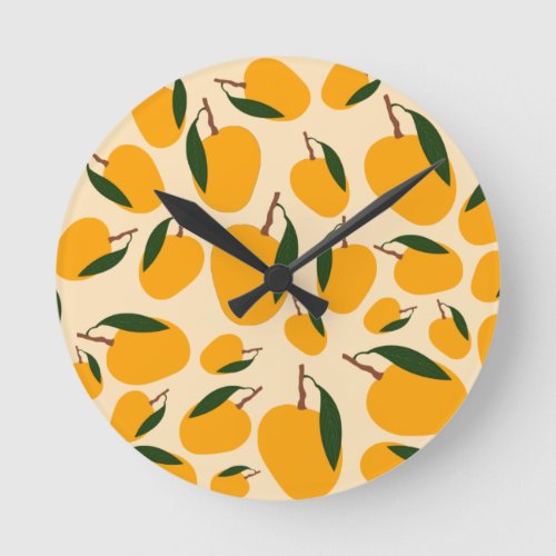 Mango Summer Fruit Pattern Kitchen Decor Round Clock