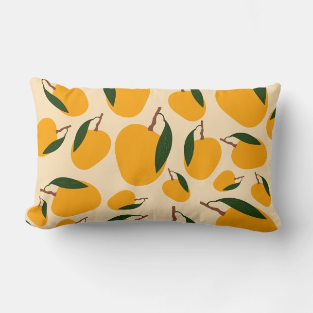 Mango Summer Fruit Pattern Lumbar Pillow (Front)