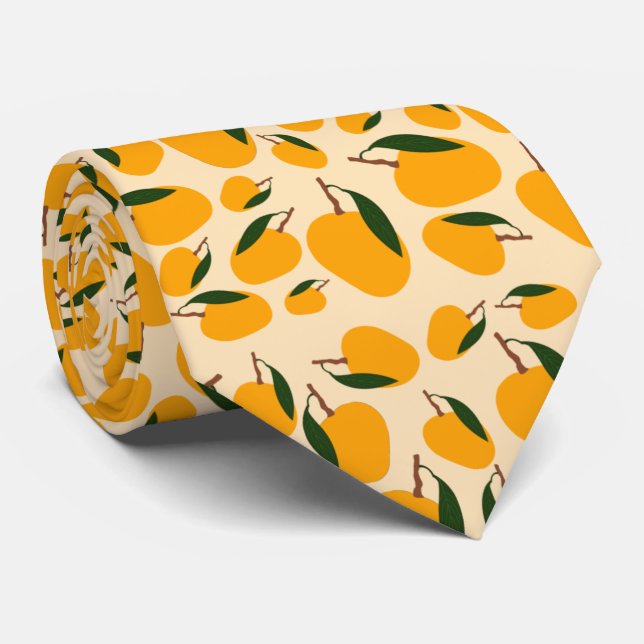 Mango Summer Fruit Pattern Neck Tie (Rolled)