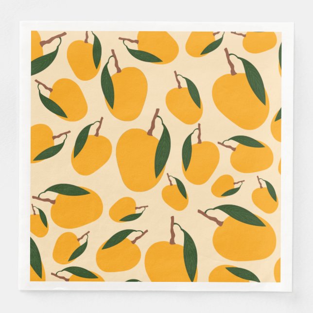 Mango Summer Fruit Pattern Paper Dinner Napkins (Front)