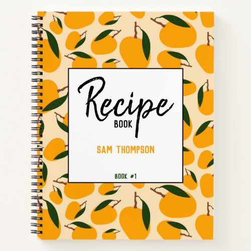 Mango Summer Fruit Pattern Recipe Blank Cookbook Notebook